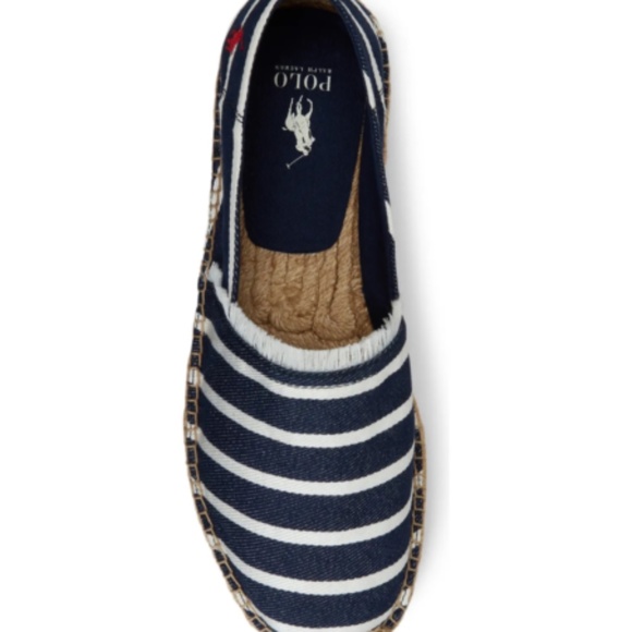 NEW POLO RALPH LAUREN MEN'S Cevio Crest Madras Espadrilles SLIP ON BLUE STRIPE - Picture 2 of 6